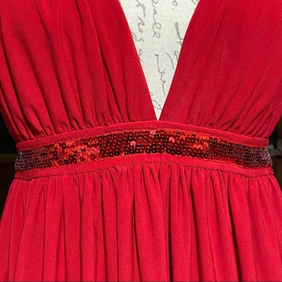 Night Way Collections Halter Sequins Embellished Dress Size Large Red - Picture 3 of 5